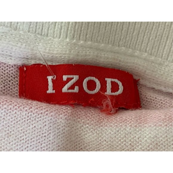 Izod White Pastel Striped Womens V-Neck Sweater Size S 100% Cotton Vintage Retro - Picture 6 of 16